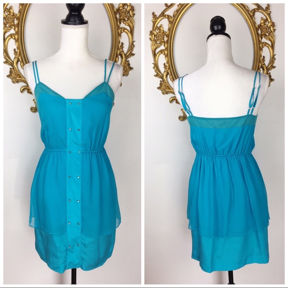 BCBGENERATION Turquoise 100% Silk Dress Sz S - Picture 1 of 7